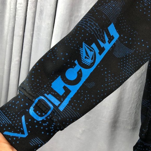 Volcom Mens XL Black Blue Stone Logo Jersey Full Zip Heavyweight Skater Hoodie - Picture 13 of 16